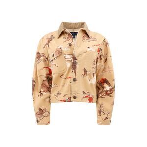 Polo Ralph Lauren Heritage Rodeo Print Cropped Denim Dungaree Jacket C. 80s 90s